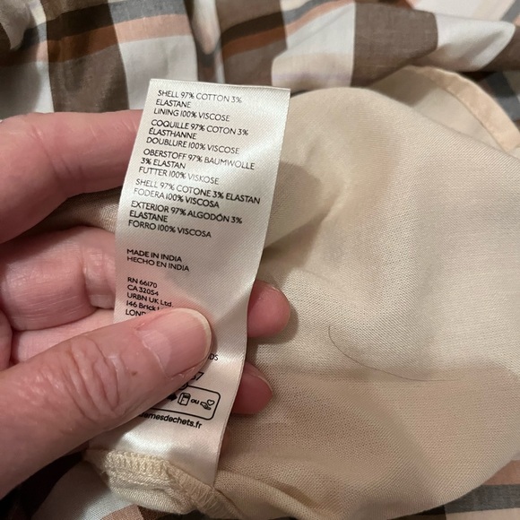 NWT Anthropologie size XL Strapless Brown & White Gingham Belted Midi Dress - Picture 10 of 12